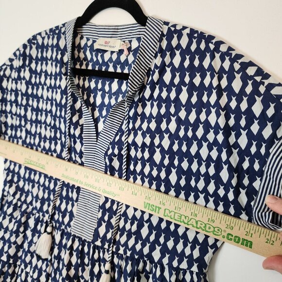 Vineyard Vines Diamond Fish Tiered‎ Top Tassel Tie Neck Cotton Nautical Navy XS - Picture 10 of 11